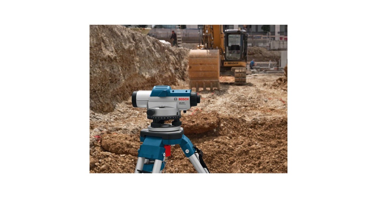 Bosch Optisches Nivelliergerät GOL 20 D Professional, mit Baustativ(blau, Koffer, Maßeinheit 360 Grad)