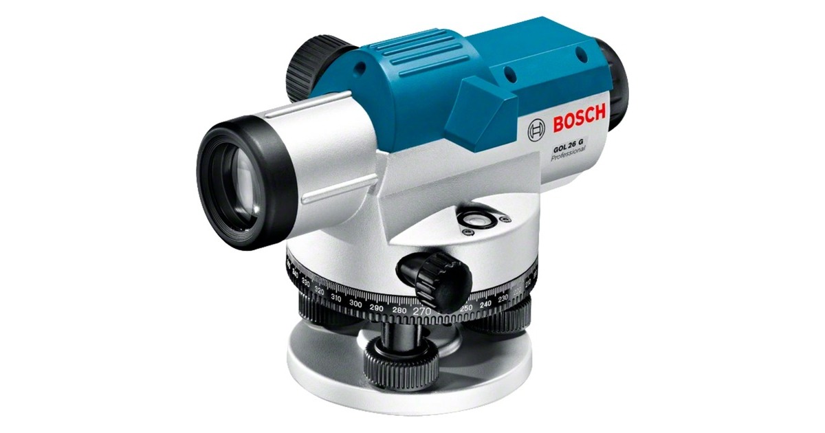 Bosch Optisches Nivelliergerät GOL 26 G Professional, mit Baustativ(blau, Maßeinheit 400 Gon)