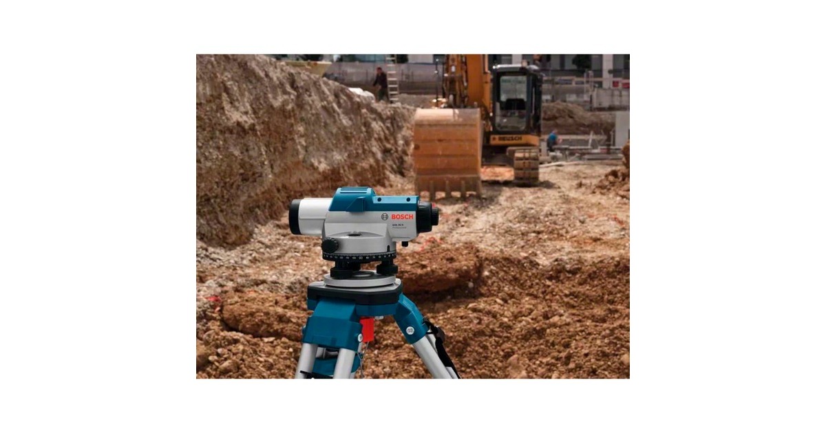 Bosch Optisches Nivelliergerät GOL 26 G Professional, mit Baustativ(blau, Maßeinheit 400 Gon)