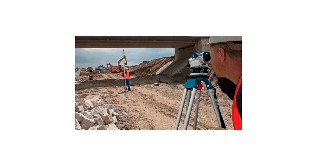 Bosch Optisches Nivelliergerät GOL 26 G Professional, mit Baustativ(blau, Maßeinheit 400 Gon)