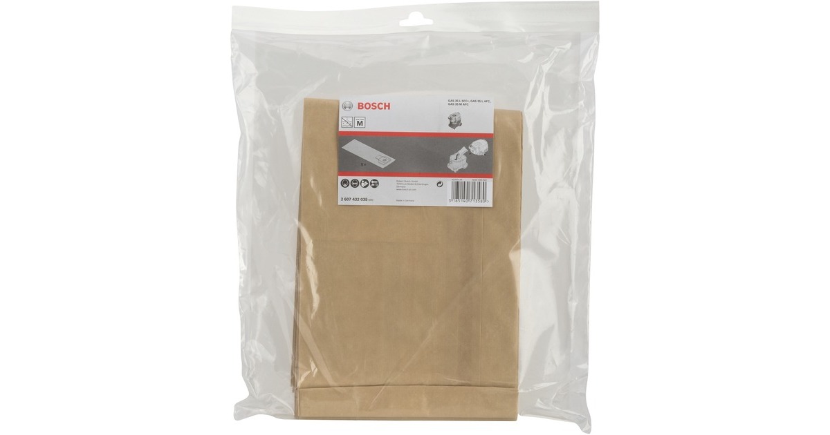 Bosch Papierfilterbeutel, für GAS 35, Staubsaugerbeutel(5 Stück)