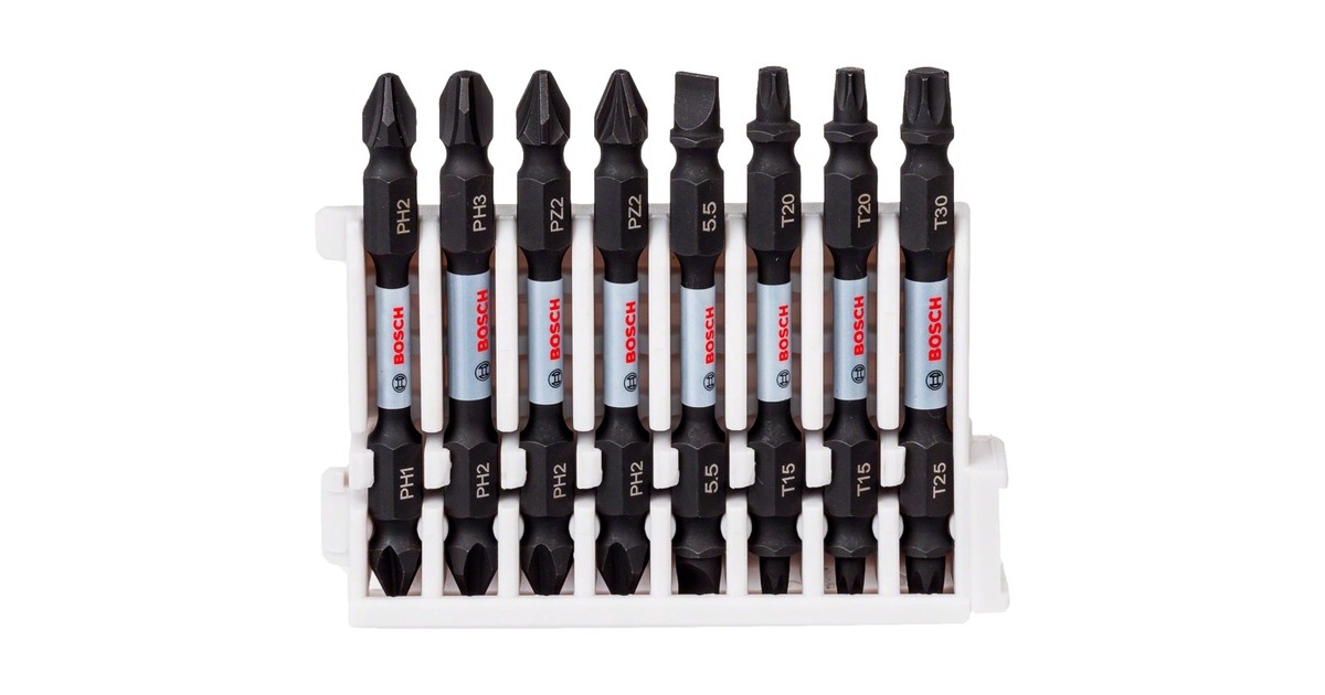 Bosch Pick and Click Impact Control Doppelklingenbit-Satz, 8-teilig(65mm, TORX, PH, PZ, Schlitz)