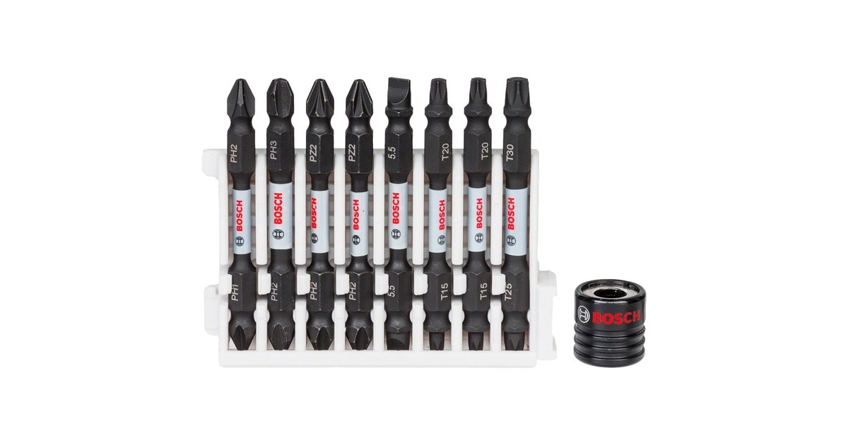 Bosch Pick and Click Impact Control Doppelklingenbit-Satz, 9-teilig(65mm, TORX, PH, PZ, Schlitz)