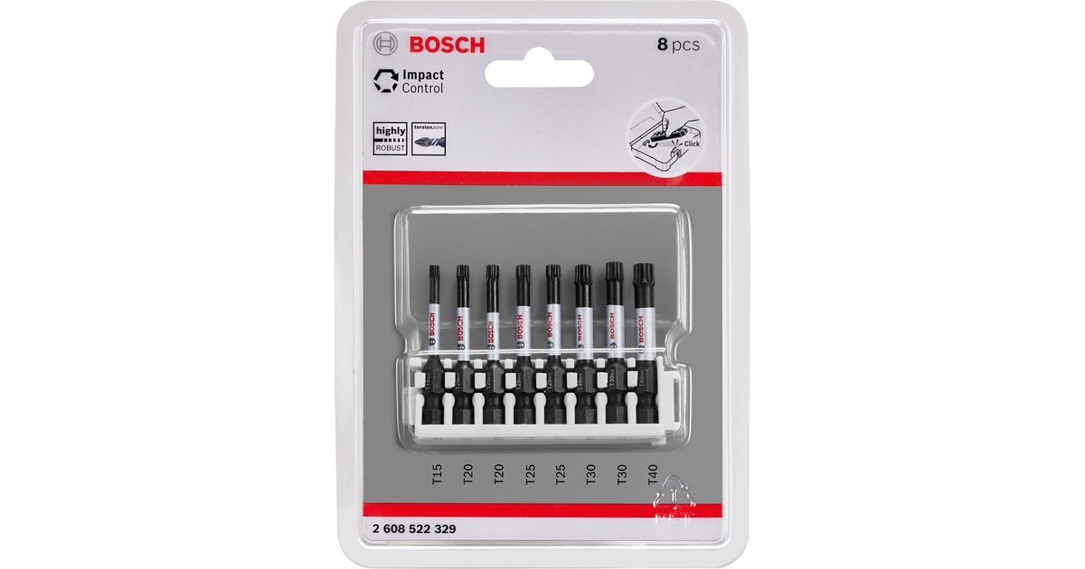 Bosch Pick and Click Impact Control Schrauberbit-Satz TORX, 8-teilig(50mm)