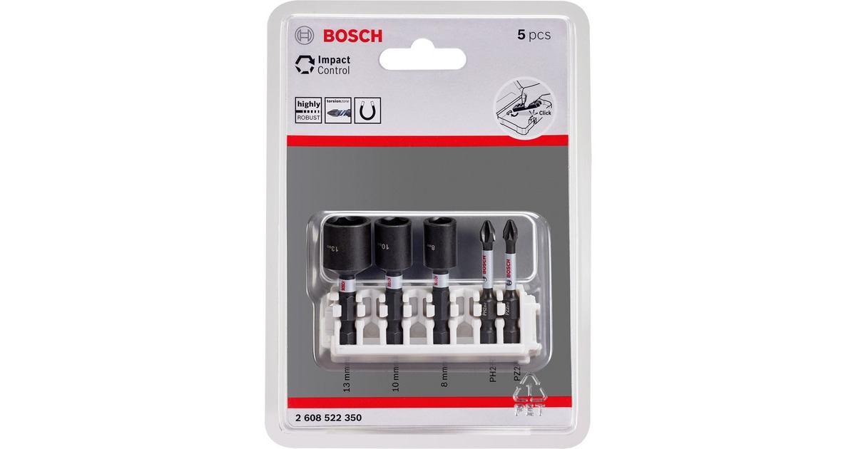 Bosch Pick and Click Impact Control Steckschlüssel- und Schrauberbit-Satz(5-teilig, 50mm)