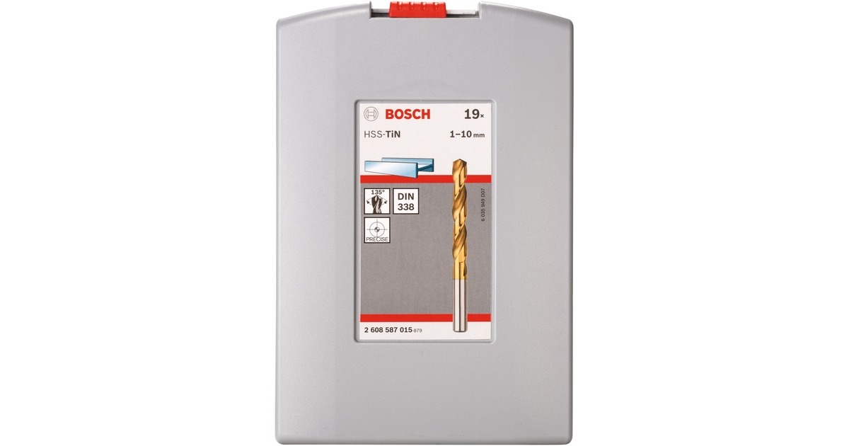 Bosch ProBox Metallbohrer-Satz HSS-TiN, 135°(19-teilig, Titan-Beschichtung)