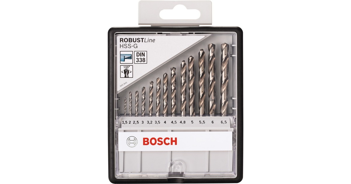 Bosch RobustLine HSS-G-Spiralbohrer-Satz, 135°, 13-teilig(in Kassette)