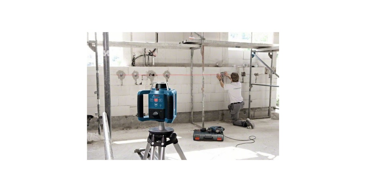 Bosch Rotationslaser GRL 300 HV Professional, mit Baustativ(blau/schwarz, Koffer)