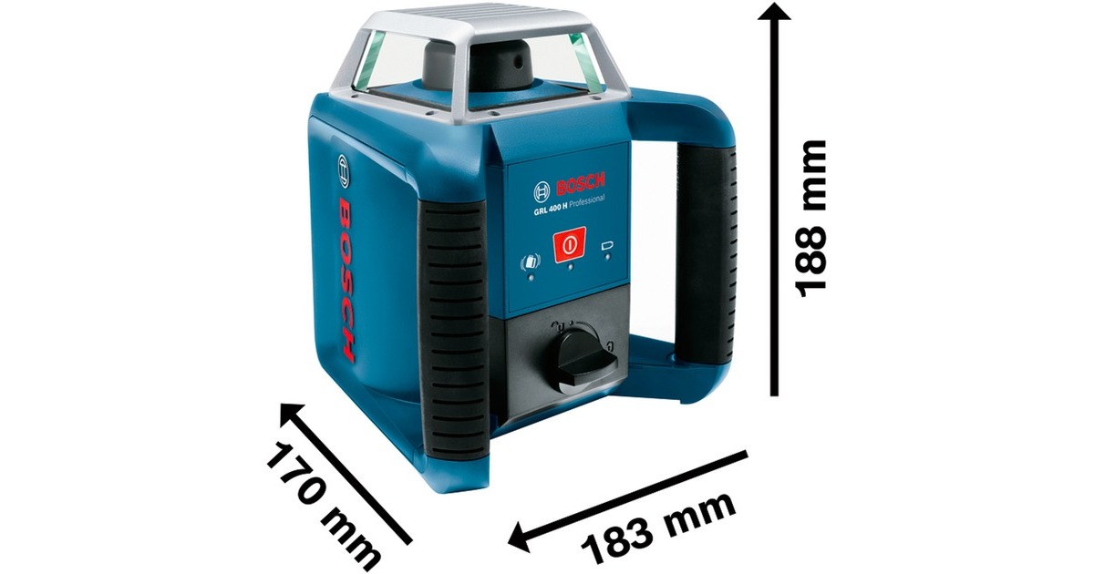 Bosch Rotationslaser GRL 400 H Professional, mit Baustativ(blau, Koffer, rote Laserlinie)