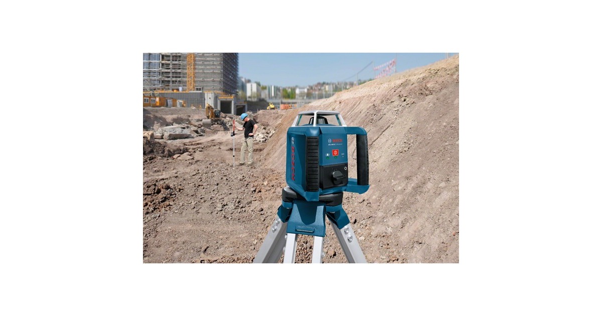Bosch Rotationslaser GRL 400 H Professional, mit Baustativ(blau, Koffer, rote Laserlinie)