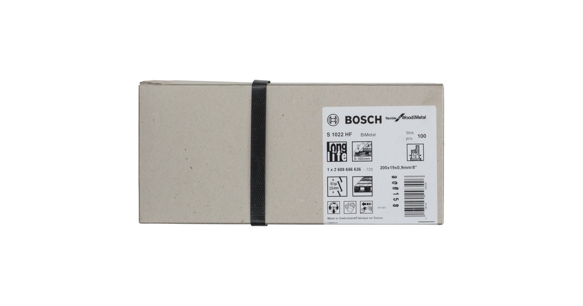 Bosch Säbelsägeblatt S 1022 HF Flexible for Wood and Metal, 100 Stück(Länge 200mm)