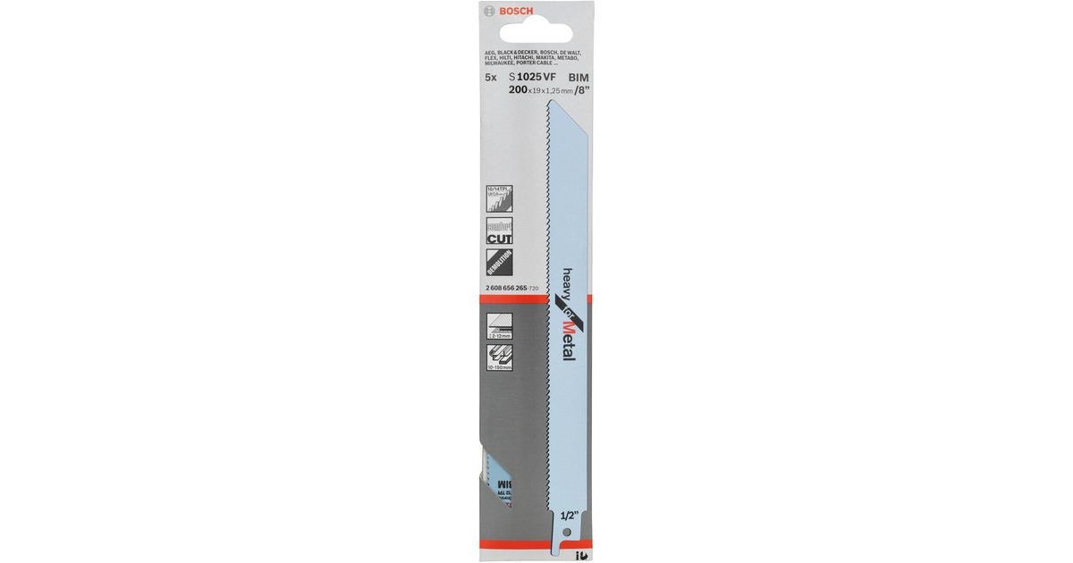 Bosch Säbelsägeblatt S 1025 VF Heavy for Metal, 5 Stück(Länge 200mm) Bosch Säbelsägeblatt S 1025 VF Heavy for Metal, 5 Stück(Länge 200mm)