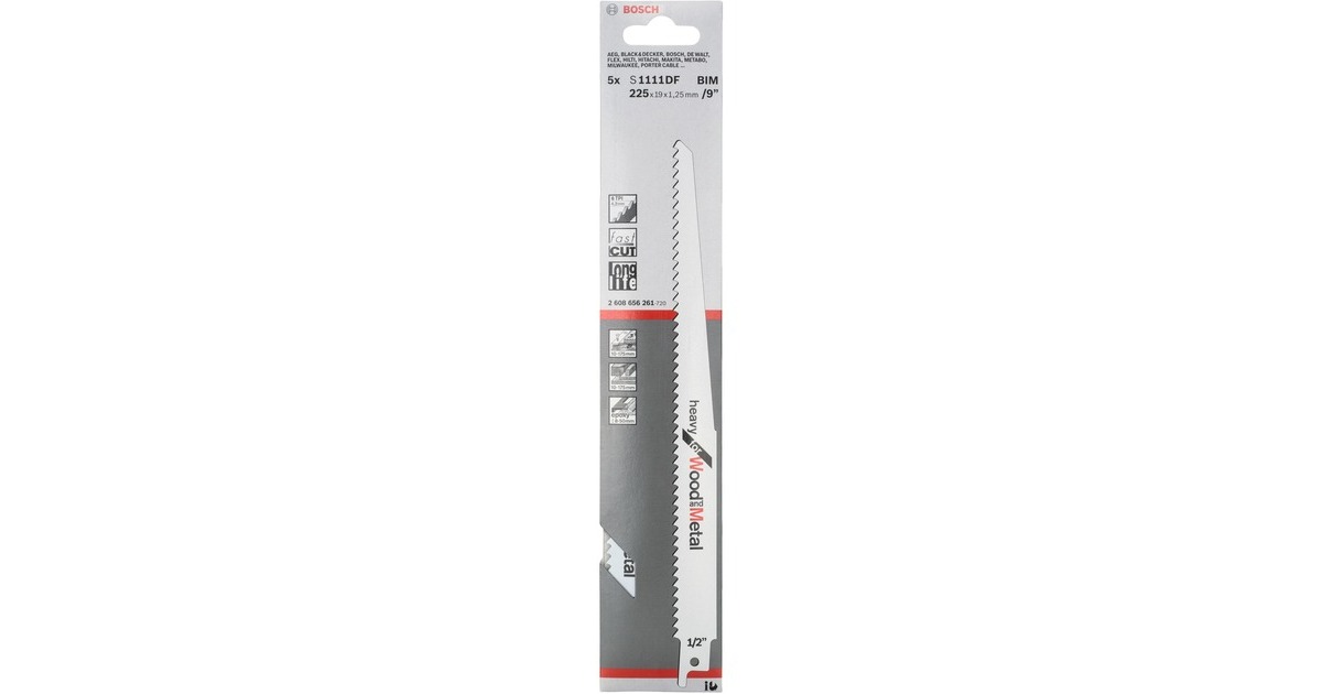 Bosch Säbelsägeblatt S 1111 DF Heavy for Wood and Metal, 5 Stück(Länge 225mm) Bosch Säbelsägeblatt S 1111 DF Heavy for Wood and Metal, 5 Stück(Länge 225mm)