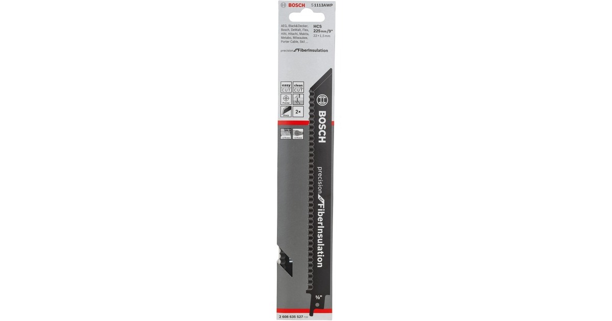 Bosch Säbelsägeblatt S 1113 AWP Precision for Fibre Insulation, 2 Stück(Länge 225mm)