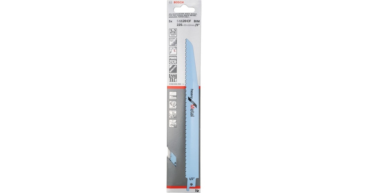 Bosch Säbelsägeblatt S 1120 CF Heavy for Metal, 5 Stück(Länge 225mm)