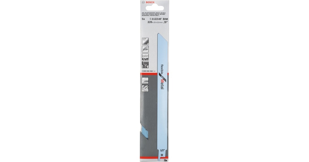 Bosch Säbelsägeblatt S 1122 AF Flexible for Metal, 5 Stück(Länge 225mm)