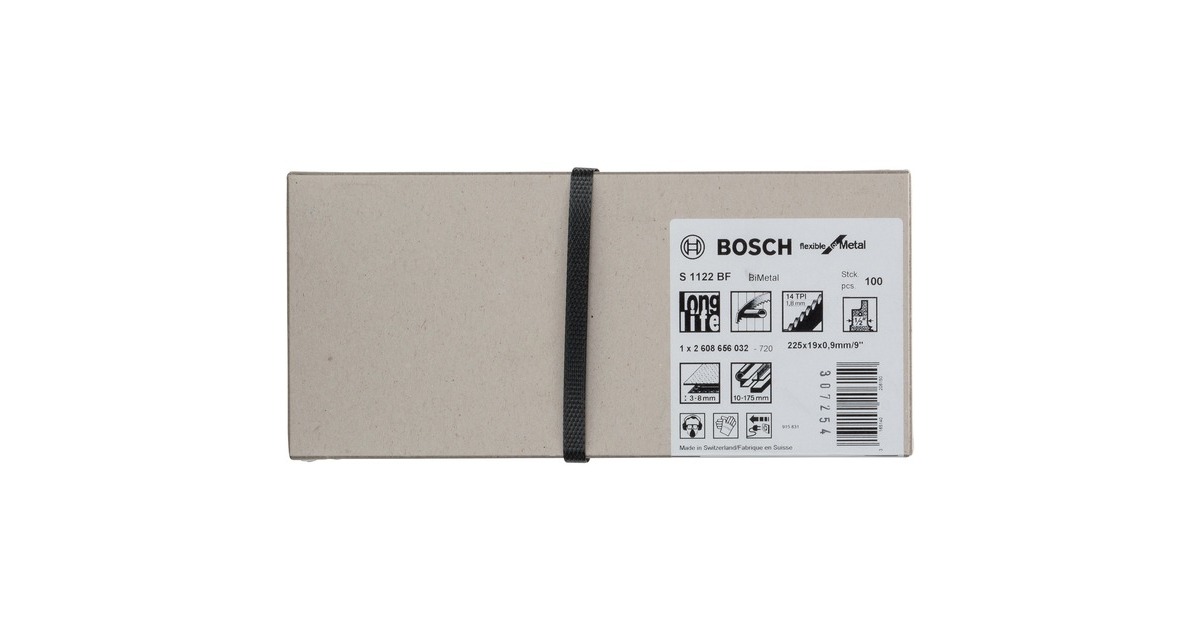 Bosch Säbelsägeblatt S 1122 BF Flexible for Metal, 100 Stück(Länge 225mm)