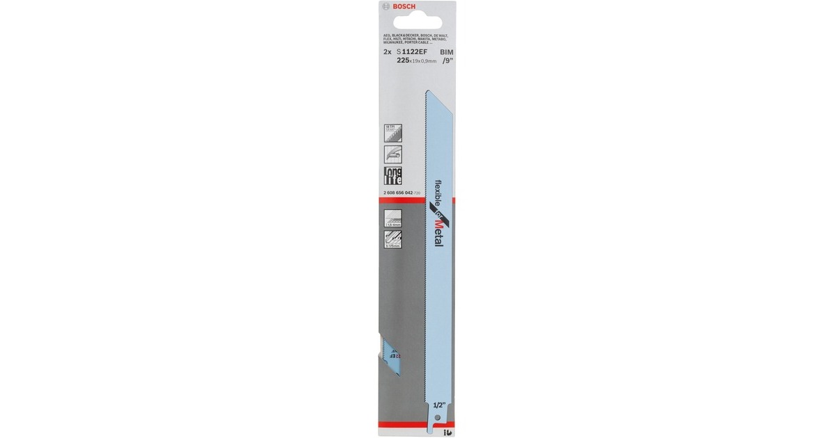 Bosch Säbelsägeblatt S 1122 EF Flexible for Metal, 2 Stück(Länge 225mm) Bosch Säbelsägeblatt S 1122 EF Flexible for Metal, 2 Stück(Länge 225mm)