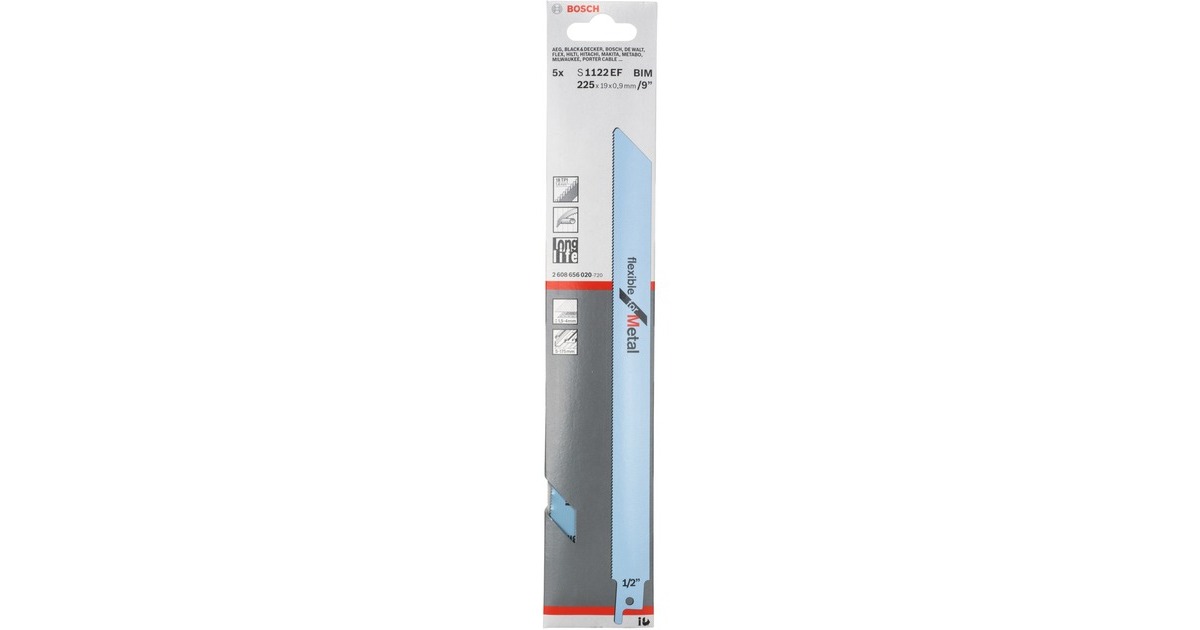 Bosch Säbelsägeblatt S 1122 EF Flexible for Metal, 5 Stück(Länge 225mm)