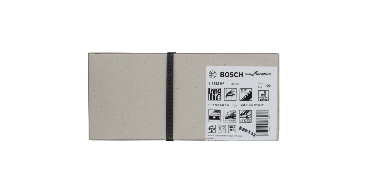 Bosch Säbelsägeblatt S 1122 HF Flexible for Wood and Metal, 100 Stück(Länge 225mm)