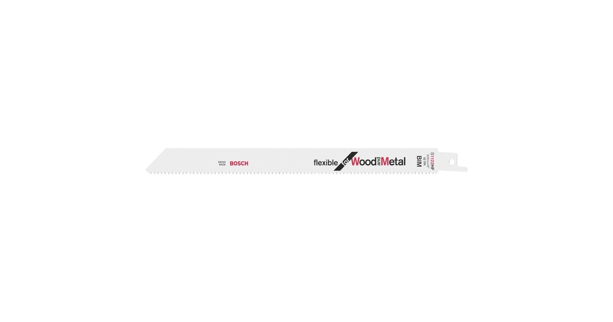 Bosch Säbelsägeblatt S 1122 HF Flexible for Wood and Metal, 5 Stück(Länge 225 mm) Bosch Säbelsägeblatt S 1122 HF Flexible for Wood and Metal, 5 Stück(Länge 225 mm)