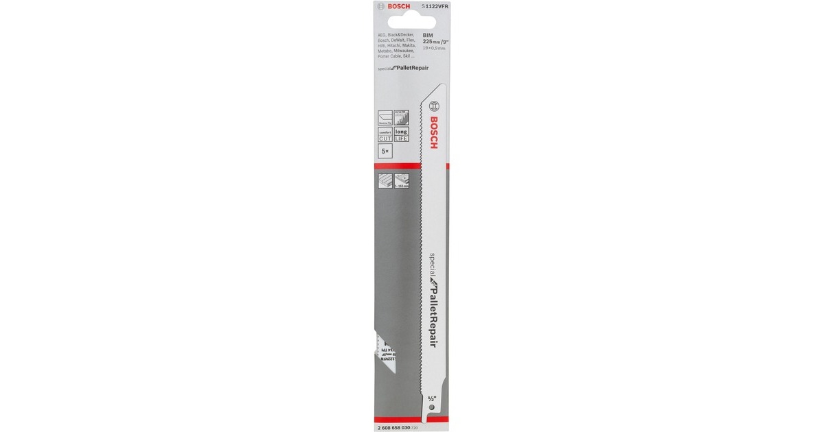 Bosch Säbelsägeblatt S 1122 VFR Special for Pallet Repair, 5 Stück(Länge 225mm)