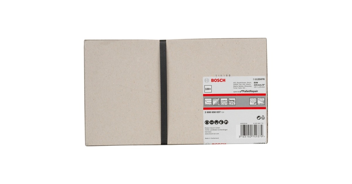 Bosch Säbelsägeblatt S 1125 VFR Special for Pallet Repair, 100 Stück(Länge 225mm)