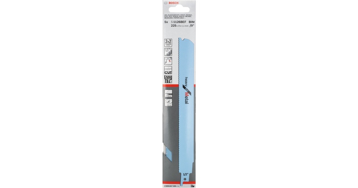 Bosch Säbelsägeblatt S 1126 BEF Heavy for Metal, 5 Stück(Länge 225mm)