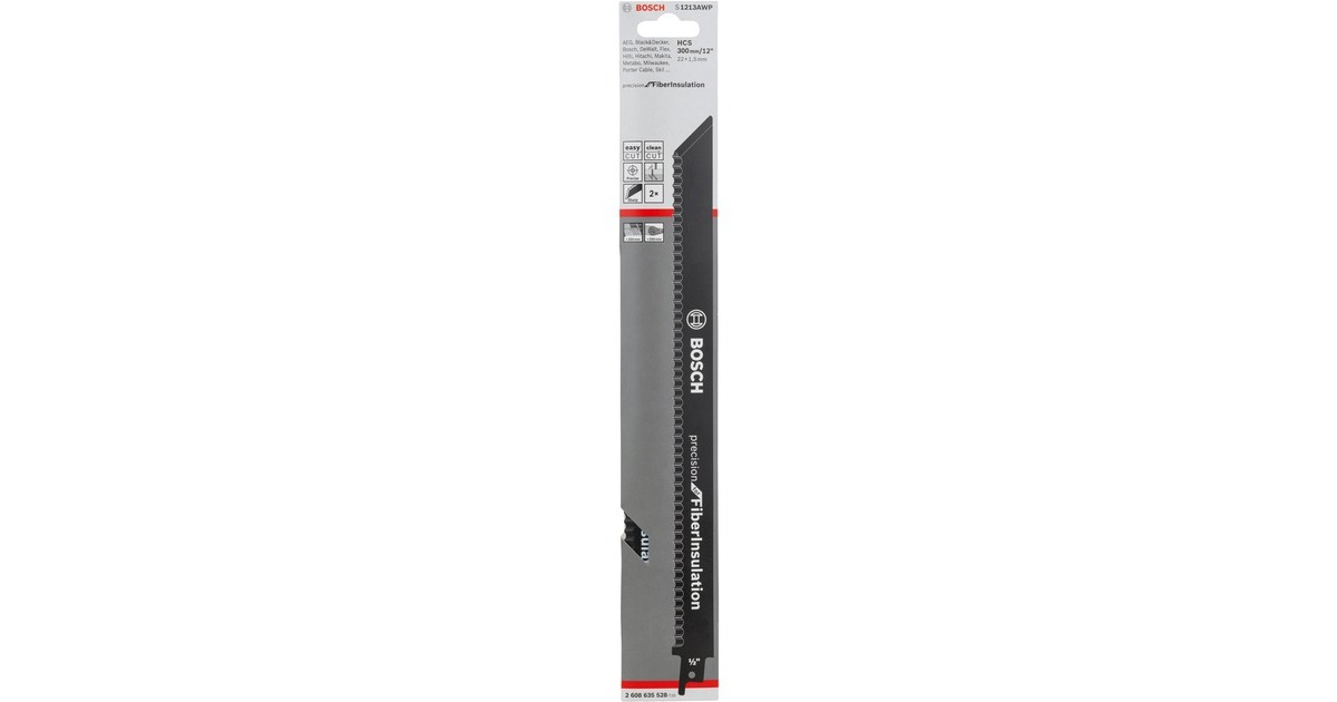 Bosch Säbelsägeblatt S 1213 AWP Precision for Fibre Insulation, 2 Stück(Länge 300mm)