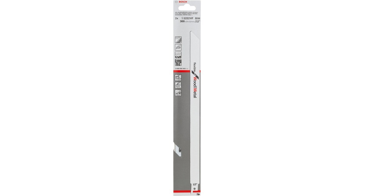 Bosch Säbelsägeblatt S 1222 VF Flexible for Wood and Metal, 2 Stück(Länge 300mm)