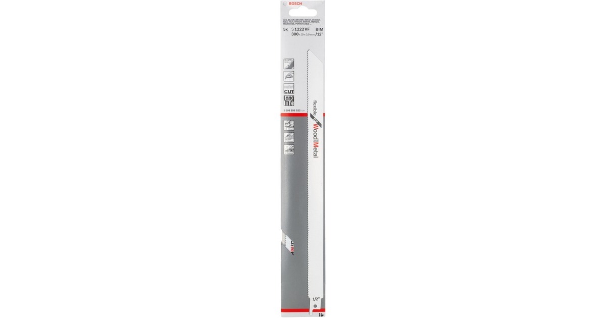 Bosch Säbelsägeblatt S 1222 VF Flexible for Wood and Metal, 5 Stück(Länge 300mm)
