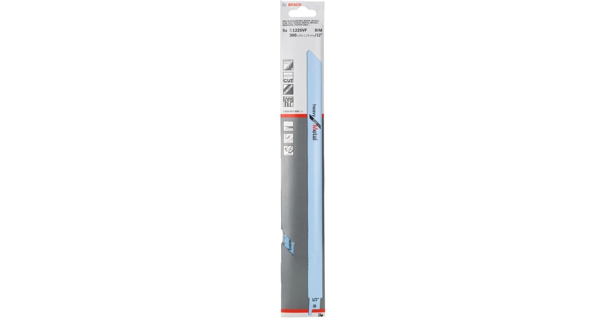Bosch Säbelsägeblatt S 1225 VF Heavy for Metal, 5 Stück(Länge 300mm)
