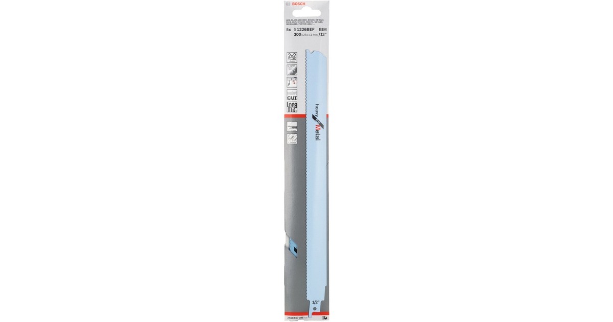 Bosch Säbelsägeblatt S 1226 BEF Heavy for Metal, 5 Stück(Länge 300mm)