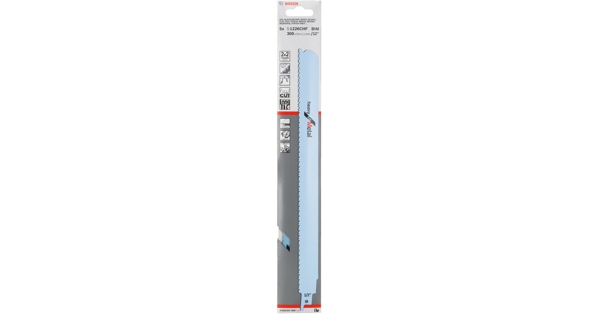 Bosch Säbelsägeblatt S 1226 CHF Heavy for Metal, 5 Stück(Länge 300mm)