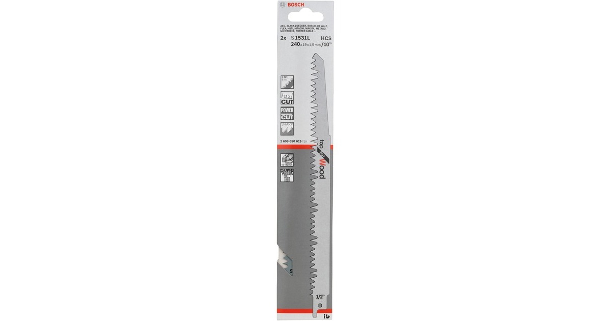 Bosch Säbelsägeblatt S 1531 L Top for Wood, 2 Stück(Länge 240mm)