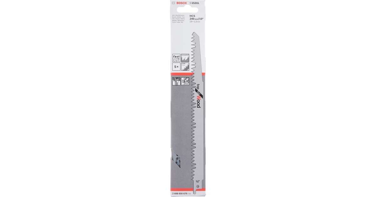 Bosch Säbelsägeblatt S 1531 L Top for Wood, 5 Stück(Länge 240mm)