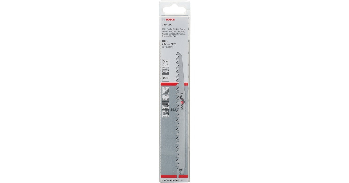 Bosch Säbelsägeblatt S 1542 K Top for Wood, 25 Stück(Länge 240mm)