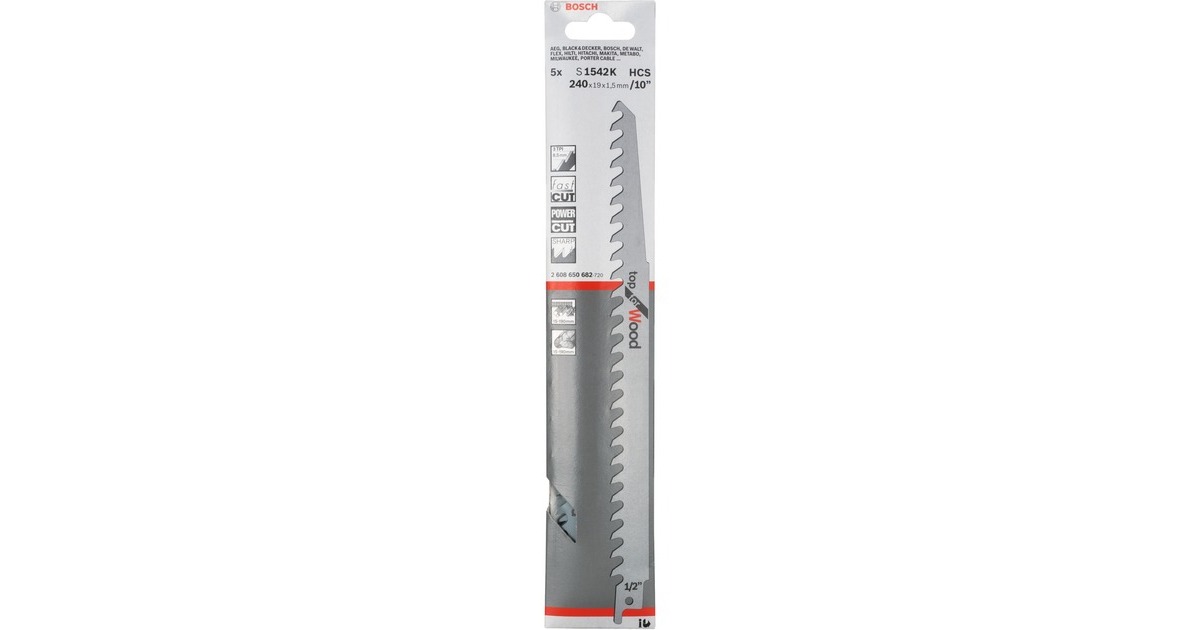 Bosch Säbelsägeblatt S 1542 K Top for Wood, 5 Stück(Länge 240mm)
