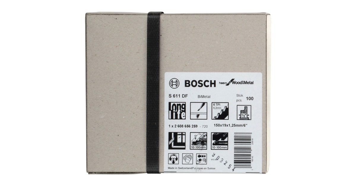 Bosch Säbelsägeblatt S 611 DF Heavy for Wood and Metal, 100 Stück(Länge 150mm)