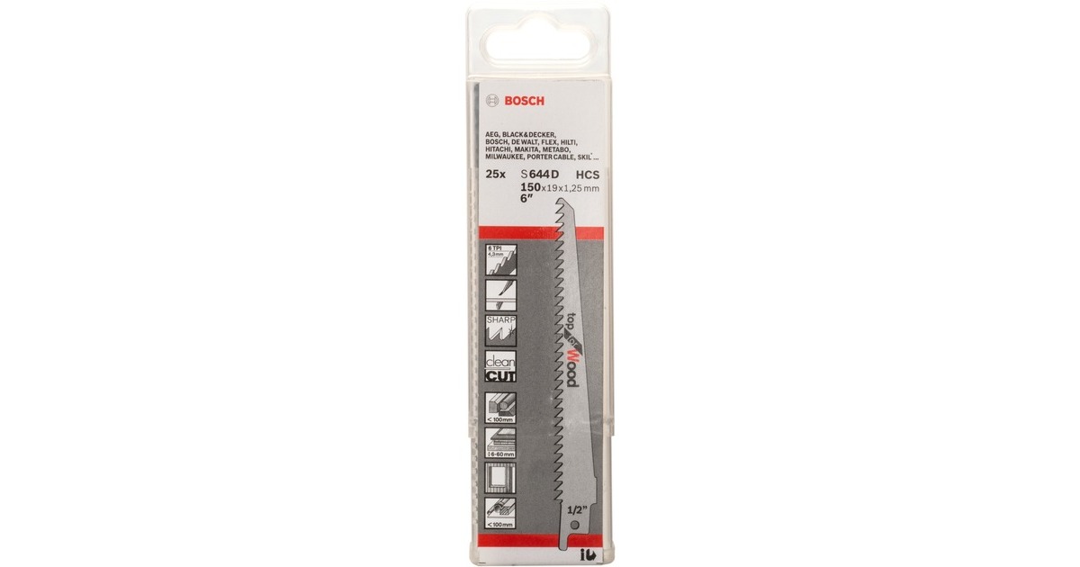 Bosch Säbelsägeblatt S 644 D Top for Wood, 25 Stück(Länge 150mm)