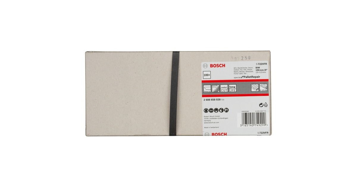 Bosch Säbelsägeblatt S 722 VFR Special for Pallet Repair, 100 Stück(Länge 190mm)