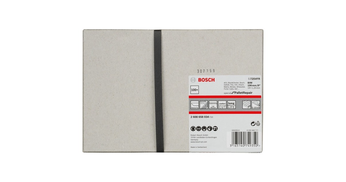 Bosch Säbelsägeblatt S 725 VFR Special for Pallet Repair, 100 Stück(Länge 190mm)