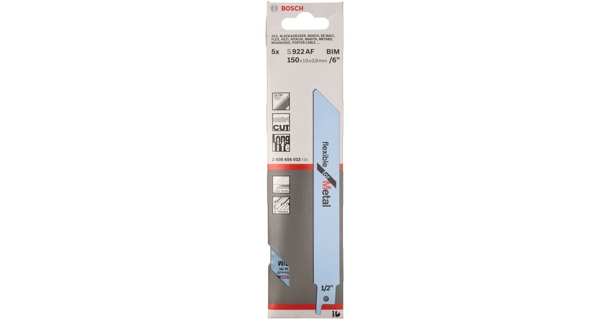 Bosch Säbelsägeblatt S 922 AF Flexible for Metal, 5 Stück(Länge 150mm)