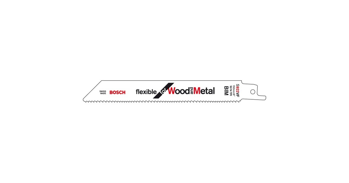 Bosch Säbelsägeblatt S 922 VF Flexible for Wood and Metal, 5 Stück(Länge 150mm)