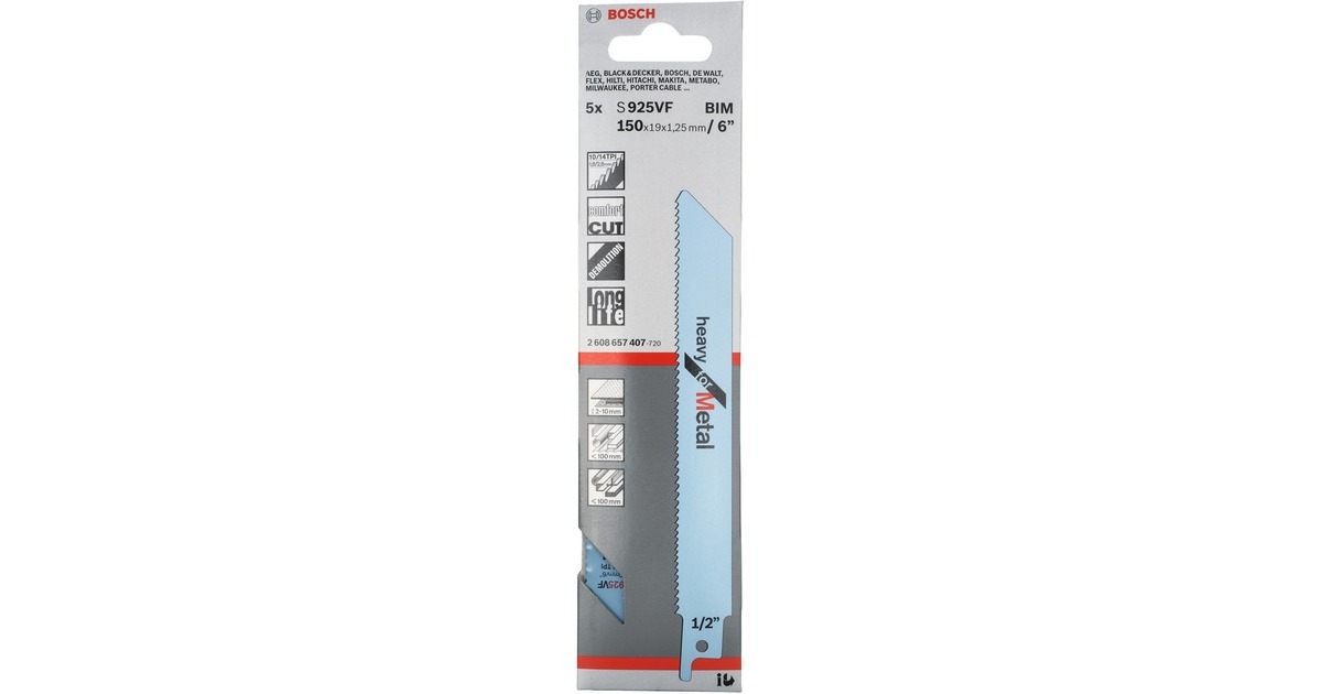 Bosch Säbelsägeblatt S 925 VF Heavy for Metal, 5 Stück(Länge 150mm)