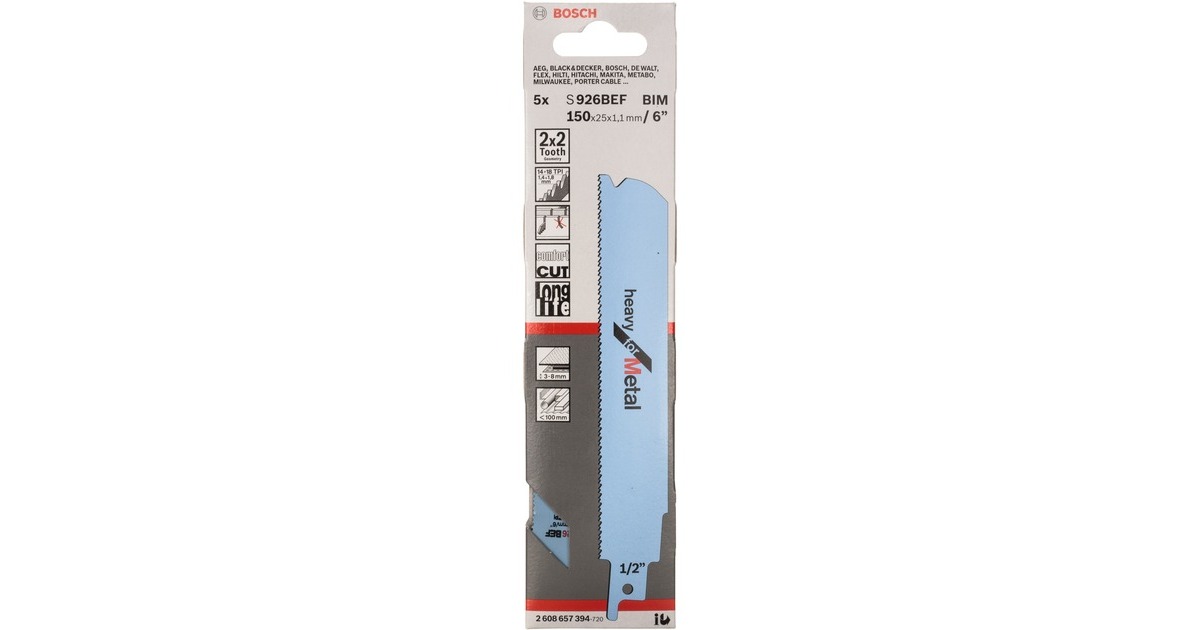 Bosch Säbelsägeblatt S 926 BEF Heavy for Metal, 5 Stück(Länge 150mm)