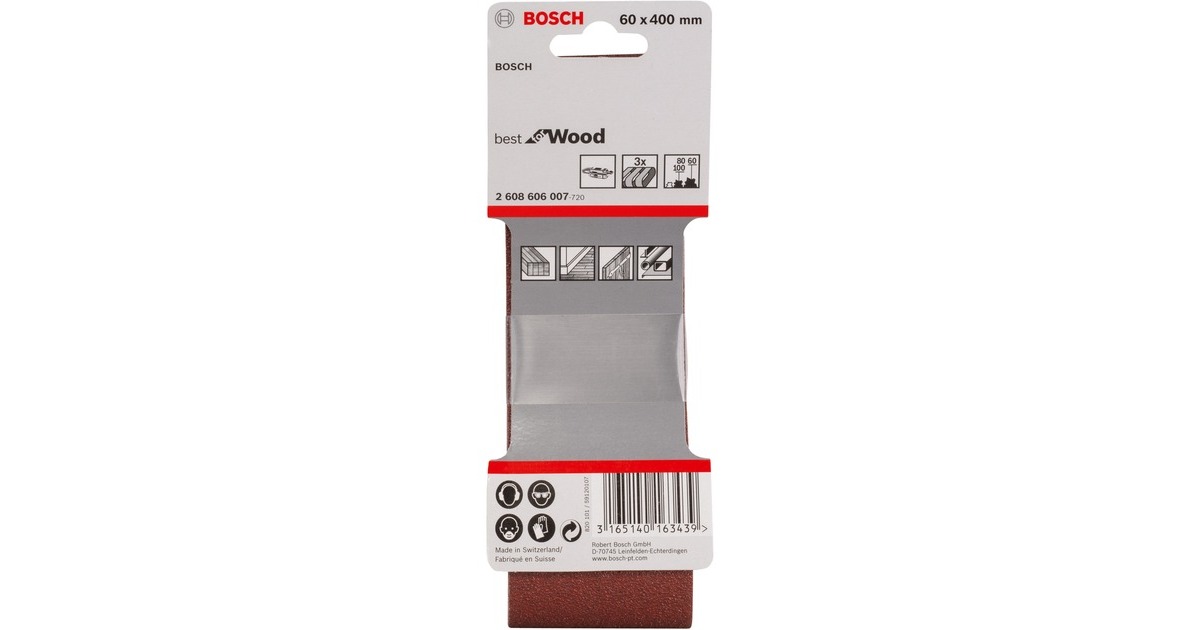 Bosch Schleifband-Set X440 Best for Wood and Paint, 60x400mm, K60 / 80 / 100(3-teilig)