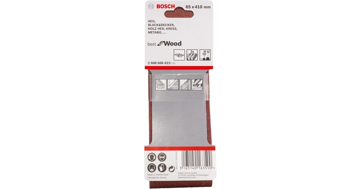 Bosch Schleifband-Set X440 Best for Wood and Paint, 65x410mm, K60 / 80 / 100(3-teilig)