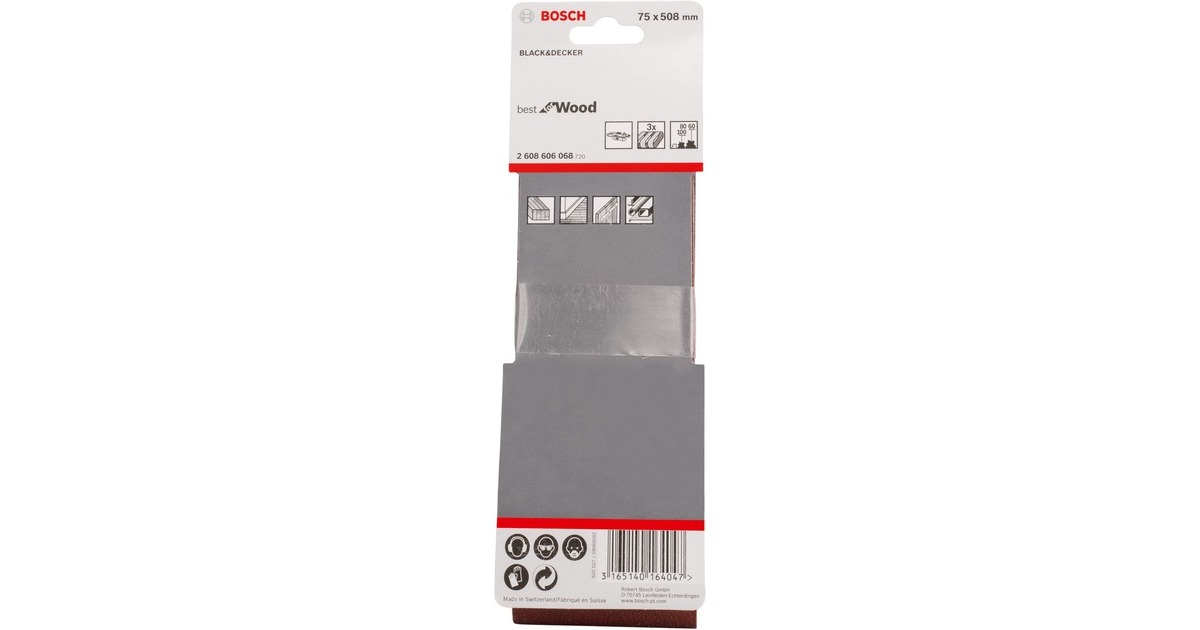 Bosch Schleifband-Set X440 Best for Wood and Paint, 75x508mm, K60 / 80 / 100(3-teilig)
