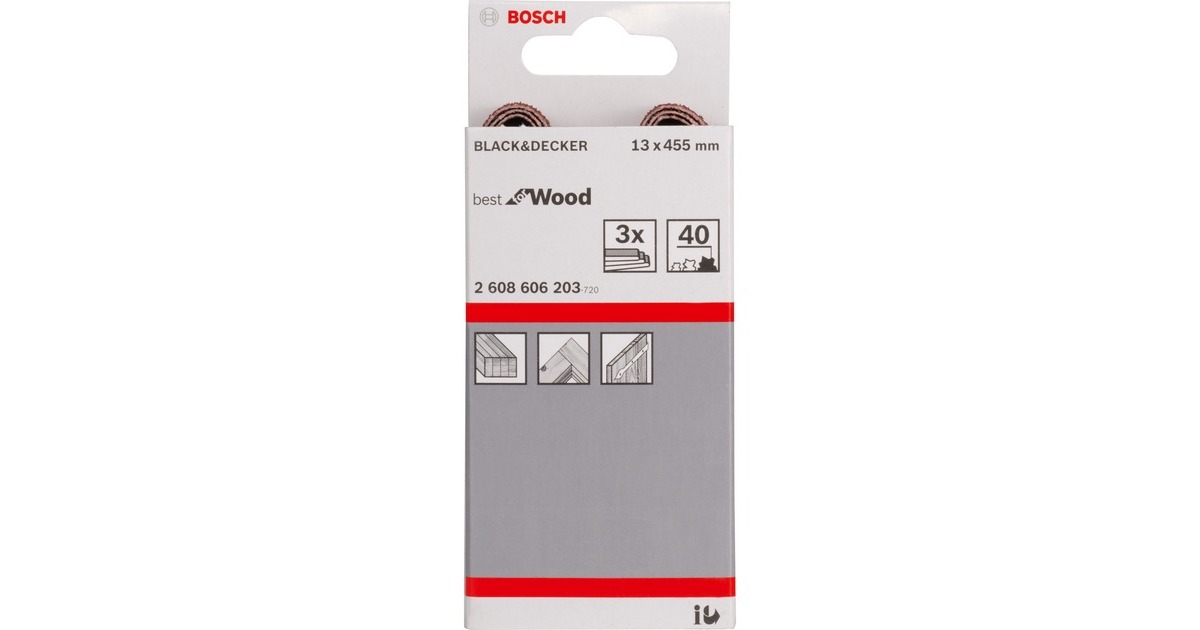Bosch Schleifband X440 Best for Wood and Paint, 13x457mm, K40(3 Stück, für Elektrofeilen)